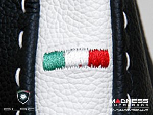 FIAT 500 eBrake Boot - Black Italy - Black & White Leather - Tuxedo Design w/ Italian Flag