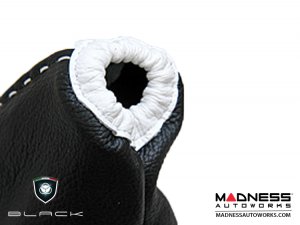 FIAT 500 eBrake Boot - Black Italy - Black & White Leather - Tuxedo Design w/ Italian Flag