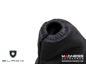 FIAT 500 eBrake Boot - Black Italy - Black Leather w/ Red Stitching