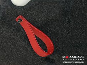 FIAT 500 Trunk Handle / Pull Strap - Black Italy - Red w/ Red Stitch FIAT 500 Trunk Handle / Pull Strap - Black Italy - Red w/ Red Stitch