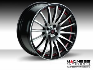 FIAT 500 Custom Wheels - Competizione - Enzo Design - 17" - Polished Face/ Gloss Black Back/ Red Pin Stripe
