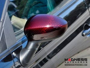 FIAT 500 Mirror Covers - Carbon Fiber - Red Candy