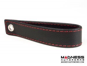 FIAT 500 Trunk Handle / Pull Strap - Black Italy - Black w/ Red Stitch FIAT 500 Trunk Handle / Pull Strap - Black Italy - Black w/ Red Stitch