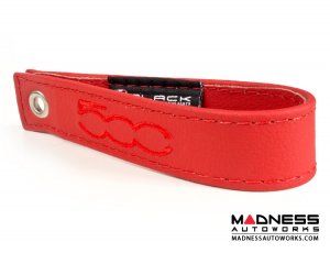 FIAT 500 Trunk Handle / Pull Strap - Black italy - Red w/ Red 500 Logo