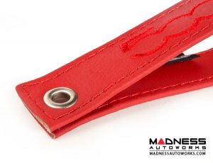FIAT 500 Trunk Handle / Pull Strap - Black italy - Red w/ Red 500 Logo