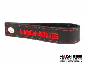 FIAT 500 Trunk Handle / Pull Strap - Black Italy - Black w/ Red MADNESS Logo