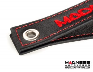 FIAT 500 Trunk Handle / Pull Strap - Black Italy - Black w/ Red MADNESS Logo