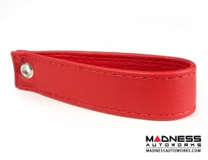FIAT 500 Trunk Handle / Pull Strap - Black Italy - Red w/ Red Stitch FIAT 500 Trunk Handle / Pull Strap - Black Italy - Red w/ Red Stitch