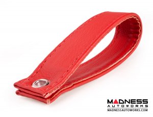 FIAT 500 Trunk Handle / Pull Strap - Black Italy - Red w/ Red Stitch FIAT 500 Trunk Handle / Pull Strap - Black Italy - Red w/ Red Stitch