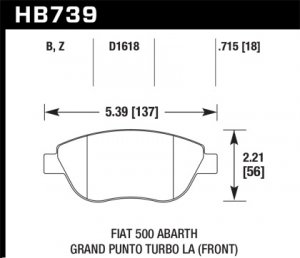 FIAT 500 Brake Pads - Front - Hawk - HPS 5.0 - ABARTH/ Turbo Models