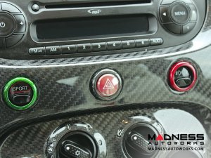 FIAT 500 Dashboard Button Trim Kit - Carbon Fiber - Green/ Black/ Red FIAT 500 Dashboard Button Trim Kit - Carbon Fiber - Green/ Black/ Red