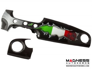 FIAT 500 Custom Dashboard - Carbon Fiber - Italian Flag w/ Black Scorpion 