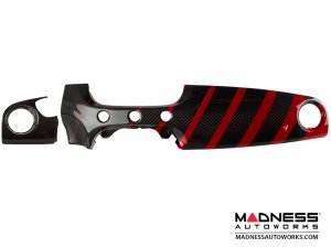 FIAT 500 Custom Dashboard - Carbon Fiber - Red Racing Stripe w/ White Scorpion