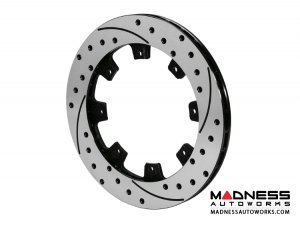 FIAT 124 Spider Brake Conversion Kit - Front - Wilwood - Dynalite 4 Piston - Red Calipers /  SRP Drilled & Slotted Rotors