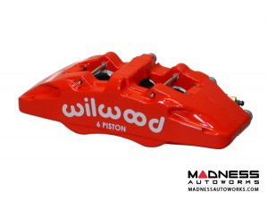 FIAT 124 Spider Brake Conversion Kit - Front - Wilwood - Dynapro 6 Piston - Red Calipers /  SRP Drilled + Slotted Rotors