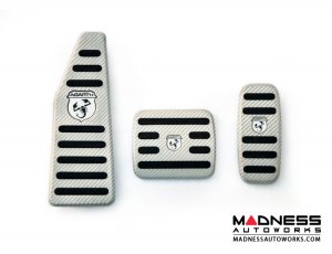FIAT 500 Pedal Set + Footrest - Alutex Carbon Fiber - Silver Carbon - ABARTH - Automatic