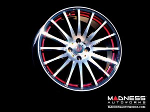 FIAT 500 Custom Wheels - Competizione - Enzo Design - 17" - Polished Face/ Gloss Black Back/ Red Pin Stripe FIAT 500 Custom Wheels - Competizione - Enzo Design - 17" - Polished Face/ Gloss Black Back/ Red Pin Stripe