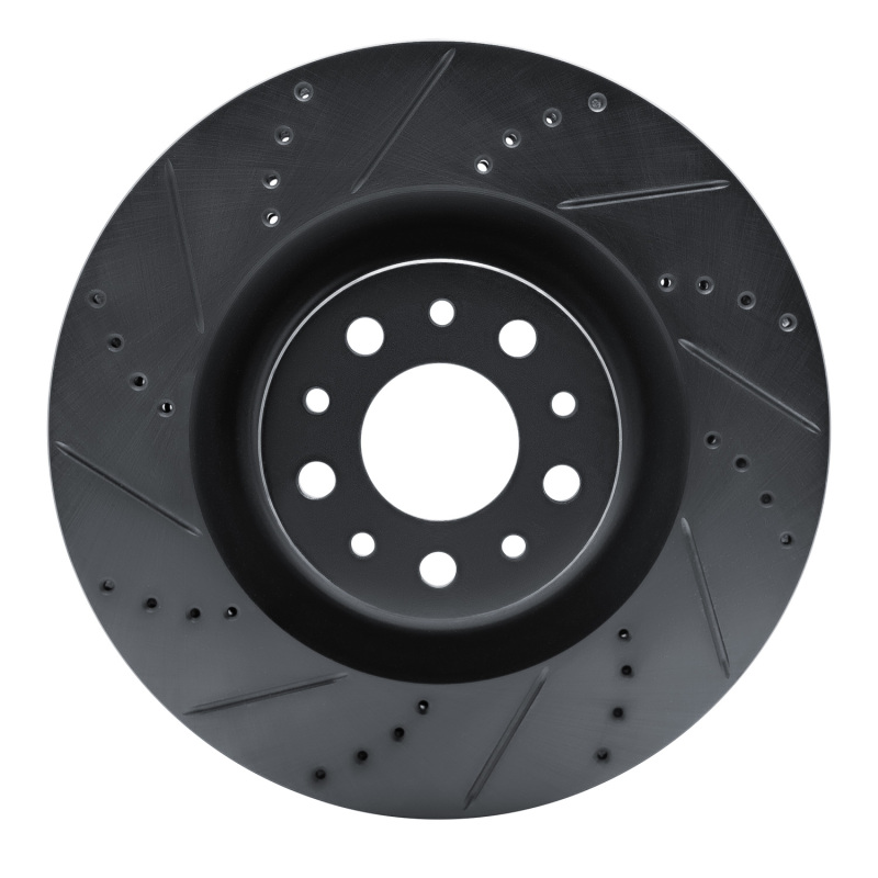 Fiat 500L Brake Rotor (1) - Front Left - DFC - Drilled & Slotted - Black - `14-`19