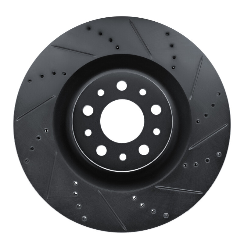 Fiat 500L Brake Rotor (1) - Front Right - DFC - Drilled & Slotted - Black - `14-`19