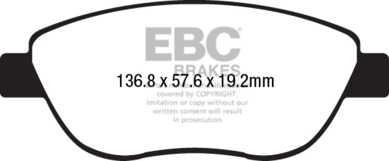 Fiat 500 Brake Pads - Front - EBC - Greenstuff 2000 Series Sport Brake Pads - `14-`27