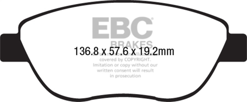 Fiat 500 Brake Pads - Front - EBC - Greenstuff 2000 Series Sport Brake Pads - `14-`27