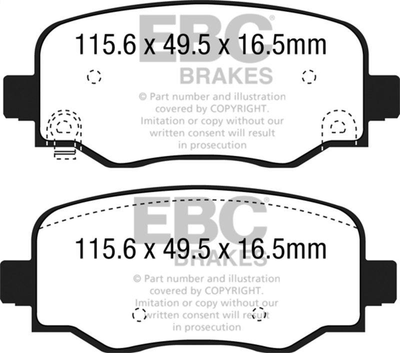 Fiat 500X Brake Pads - Rear - EBC - Yellowstuff - `15-`27