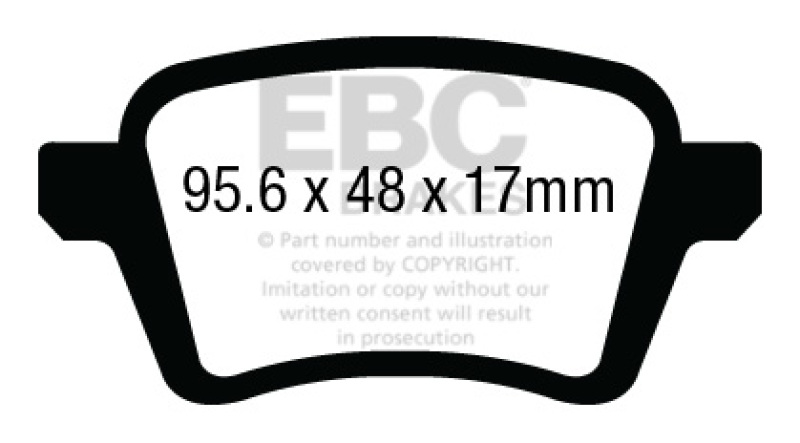 Fiat 500L Brake Pads - Rear - EBC - Yellowstuff - Yellow - `13-`27