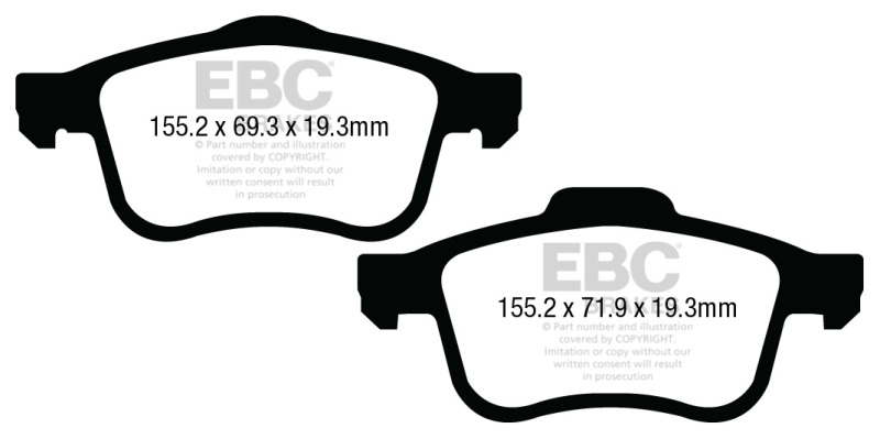 Fiat 500L Brake Pads - Front - EBC - Ultimax2 - Black - `13-`27