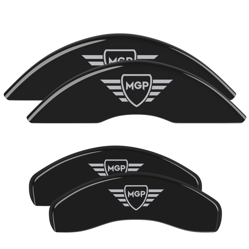 Fiat 500 Caliper Covers - Front + Rear - MGP - Engraved, Black finish, silver characters - Black - 2012
