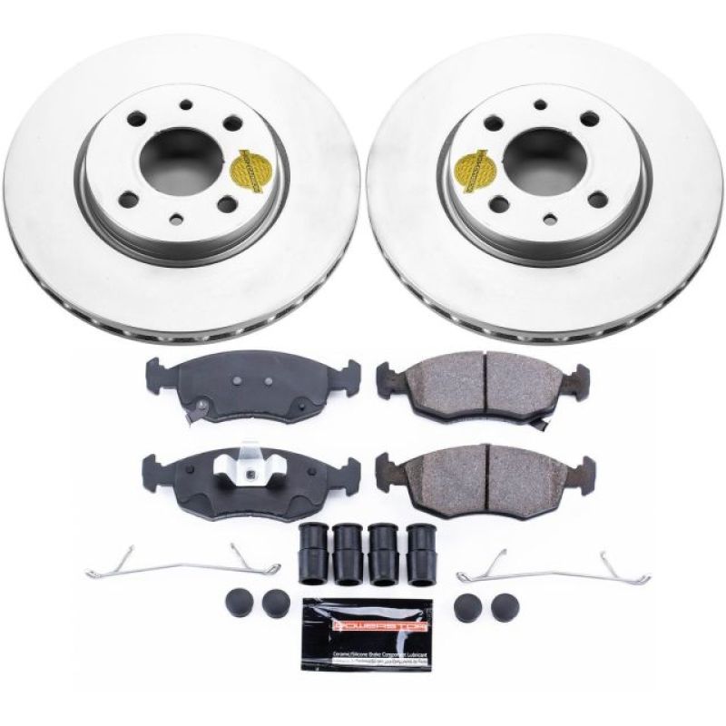 Fiat 500 Brake Kit - Front - PowerStop - Genuine Geomet Coated Rotors + Z23 Carbon-Fiber Ceramic Pads - `12-`18 Fiat 500 Brake Kit - Front - PowerStop - Genuine Geomet Coated Rotors + Z23 Carbon-Fiber Ceramic Pads - `12-`18