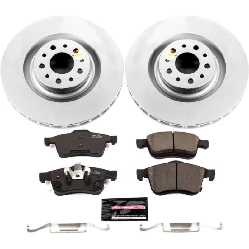 Fiat 500L Brake Kit - Front - PowerStop - Genuine Geomet Coated Rotors + Carbon-Fiber Ceramic Pads - `14-`19 Fiat 500L Brake Kit - Front - PowerStop - Genuine Geomet Coated Rotors + Carbon-Fiber Ceramic Pads - `14-`19