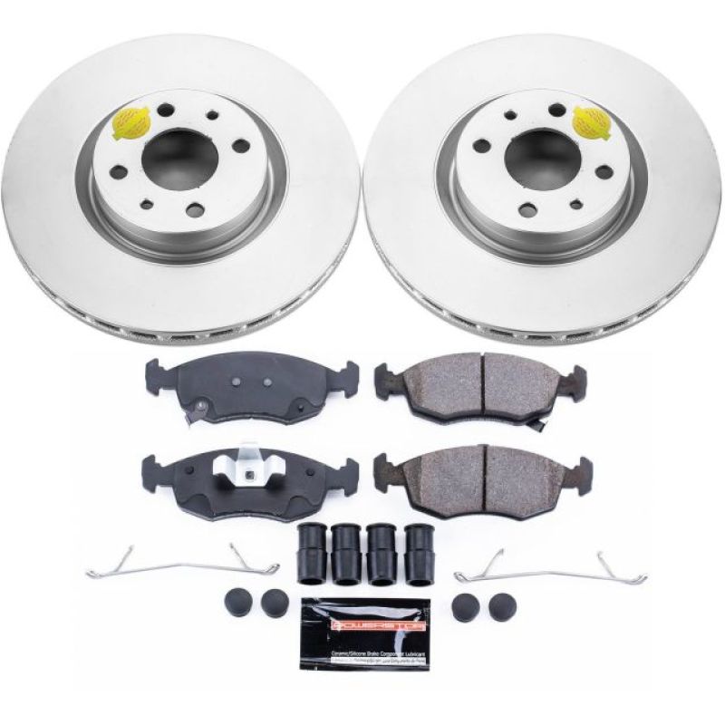 Fiat 500 Brake Kit - Front - PowerStop - Genuine Geomet Coated Rotors + Z23 Carbon-Fiber Ceramic Pads - `13-`18 Fiat 500 Brake Kit - Front - PowerStop - Genuine Geomet Coated Rotors + Z23 Carbon-Fiber Ceramic Pads - `13-`18