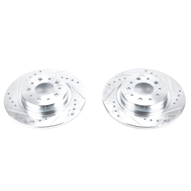 Fiat 500L Brake Rotors (2) - Rear - PowerStop - Evolution Drilled & Slotted - Silver - `14-`19 Fiat 500L Brake Rotors (2) - Rear - PowerStop - Evolution Drilled & Slotted - Silver - `14-`19