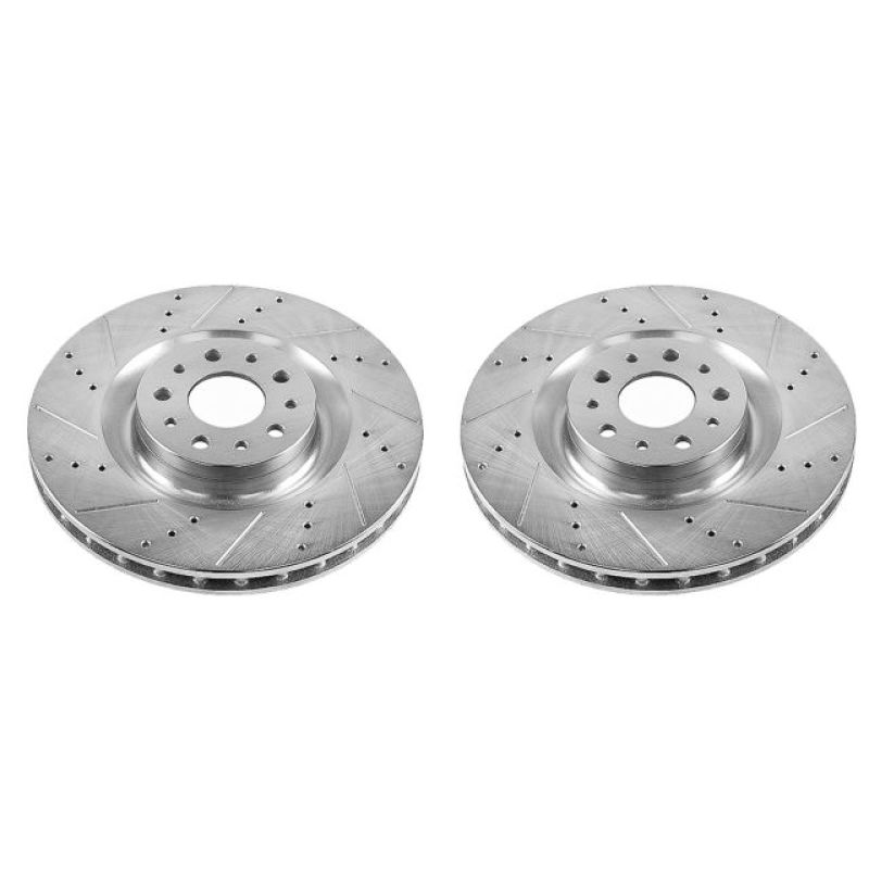 Fiat 500L Brake Rotors (2) - Front - PowerStop - Evolution Drilled & Slotted - Silver - `14-`19 Fiat 500L Brake Rotors (2) - Front - PowerStop - Evolution Drilled & Slotted - Silver - `14-`19
