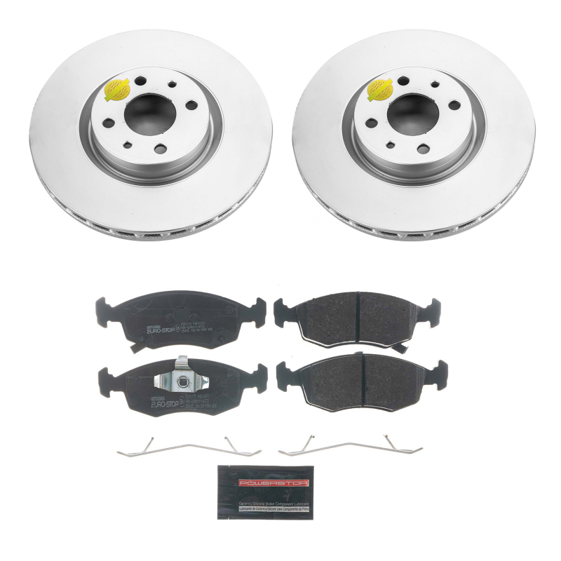 Fiat 500 Brake Kit - Front - PowerStop - Genuine Geomet Coated Rotors + ECE-R90 Certified Pads - `13-`18 Fiat 500 Brake Kit - Front - PowerStop - Genuine Geomet Coated Rotors + ECE-R90 Certified Pads - `13-`18