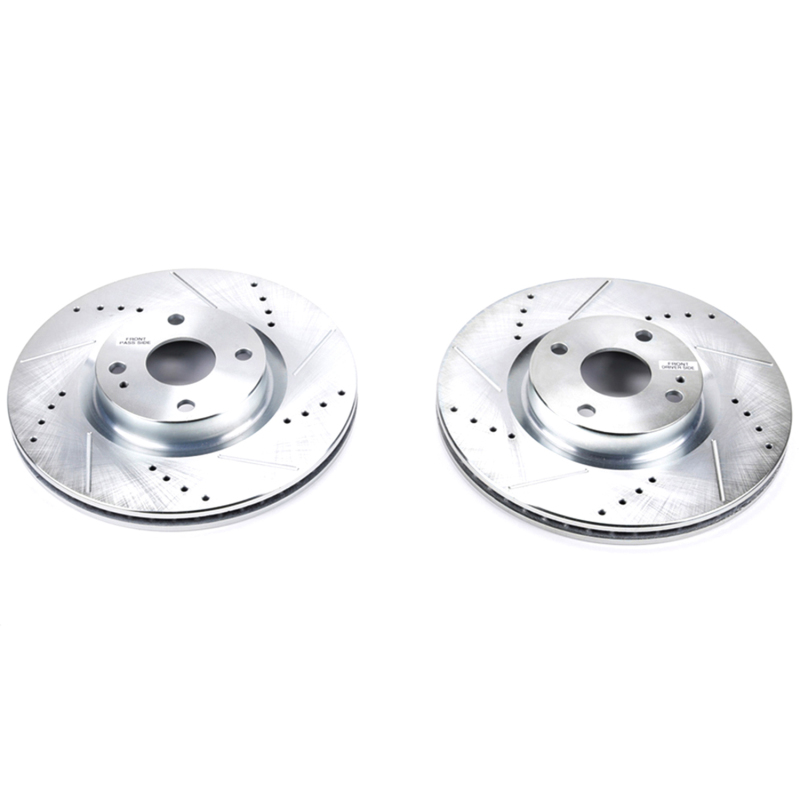 Fiat 124 Spider Brake Rotors (2) - Front - PowerStop - Evolution Drill/Slot - Silver - `17-`19