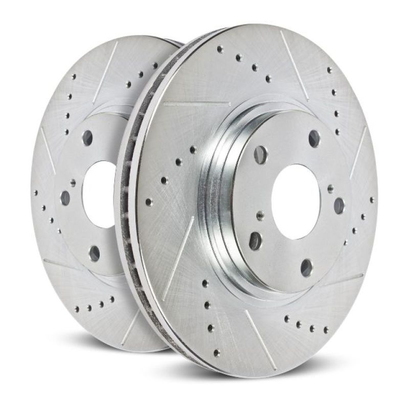 Fiat 124 Spider Brake Rotors (2) - Front - PowerStop - Evolution Drill/Slot - Silver - `17-`19