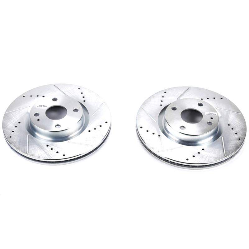 Fiat 124 Spider Brake Rotors (2) - Front - PowerStop - Evolution Drill/Slot - Silver - `17-`19