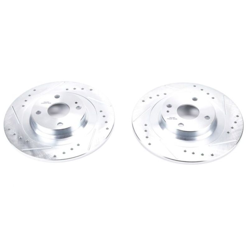 Fiat 124 Spider Brake Rotors (2) - Rear - PowerStop - Evolution Drilled & Slotted - Silver - `17-`19 Fiat 124 Spider Brake Rotors (2) - Rear - PowerStop - Evolution Drilled & Slotted - Silver - `17-`19