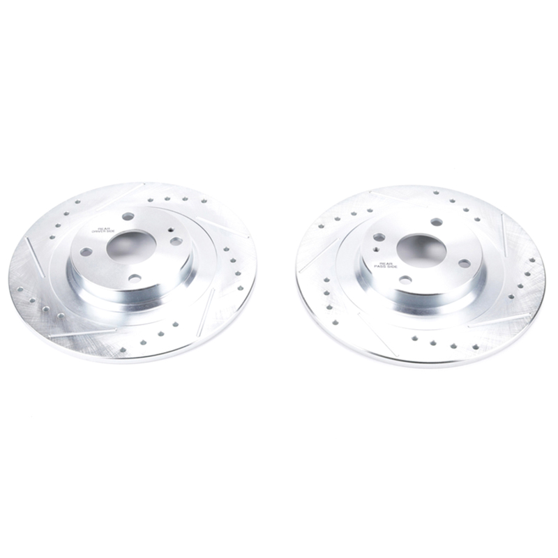 Fiat 124 Spider Brake Rotors (2) - Rear - PowerStop - Evolution Drilled & Slotted - Silver - `17-`19