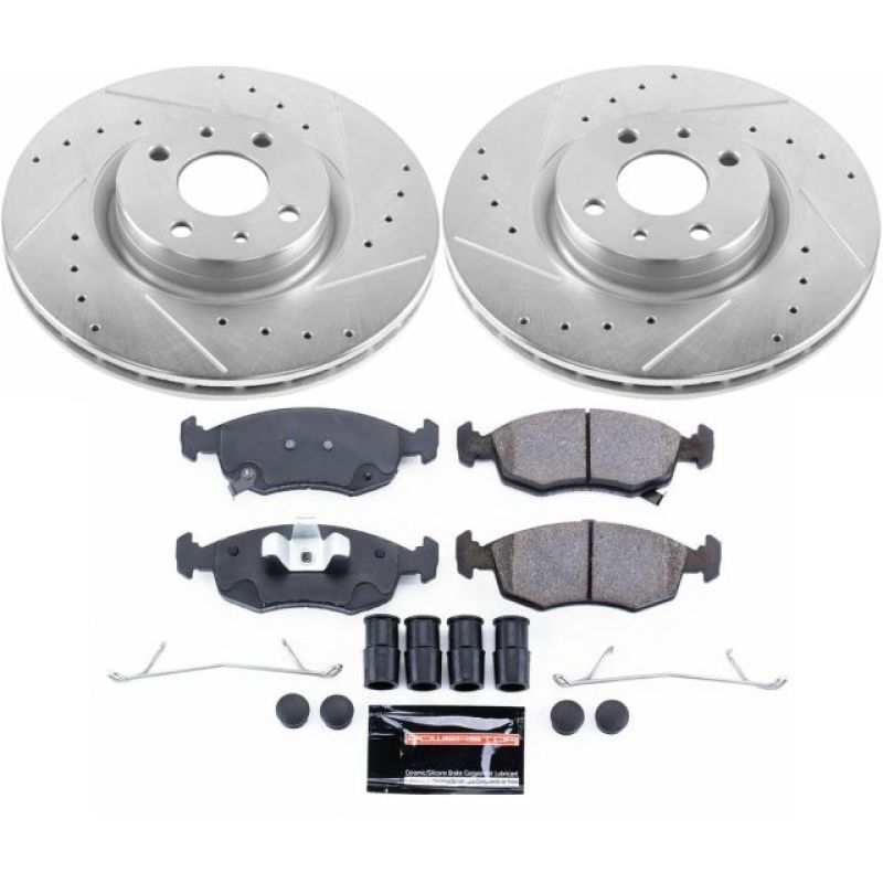 Fiat 500 Brake Kit - Front - PowerStop - Z23 Evolution Sport with Drilled & Slotted Rotors + Carbon-Fiber Ceramic Pads - `13-`18 Fiat 500 Brake Kit - Front - PowerStop - Z23 Evolution Sport with Drilled & Slotted Rotors + Carbon-Fiber Ceramic Pads - `13-`18