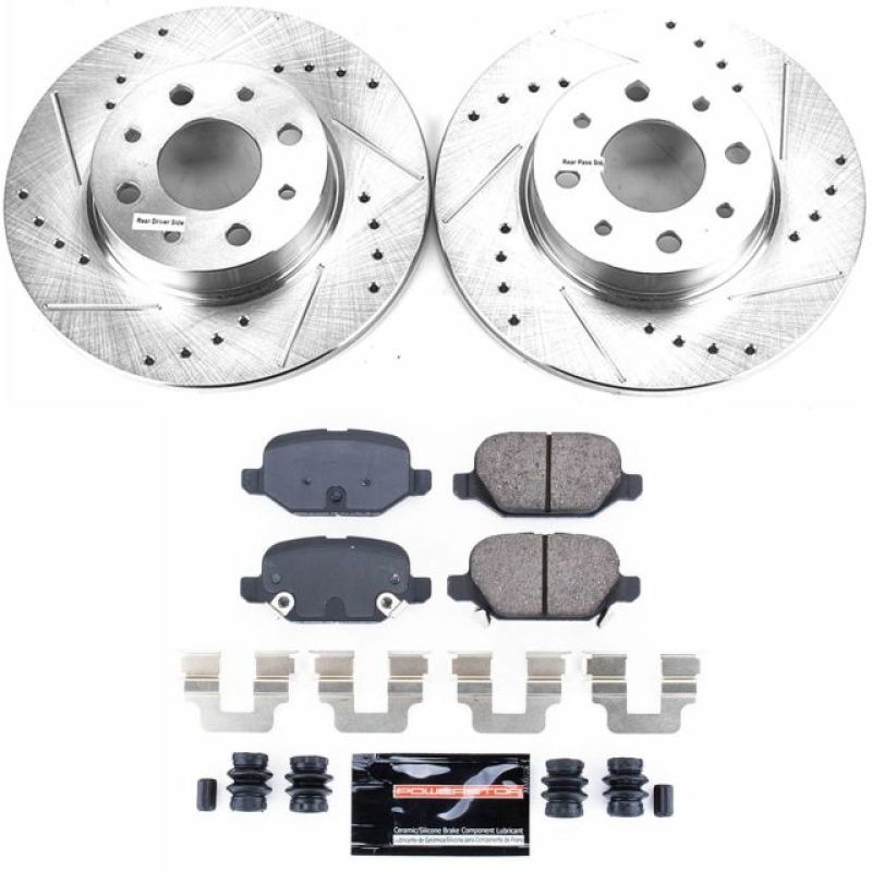 Fiat 500 Brake Kit - Rear - PowerStop - Drilled & Slotted Rotors + Carbon-Fiber Ceramic Pads - `13-`18 Fiat 500 Brake Kit - Rear - PowerStop - Drilled & Slotted Rotors + Carbon-Fiber Ceramic Pads - `13-`18