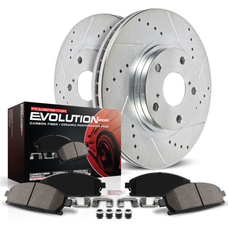 Fiat 500X Brake Kit - Rear - PowerStop - Drilled & Slotted Rotors + Carbon-Fiber Ceramic Pads - `16-`18