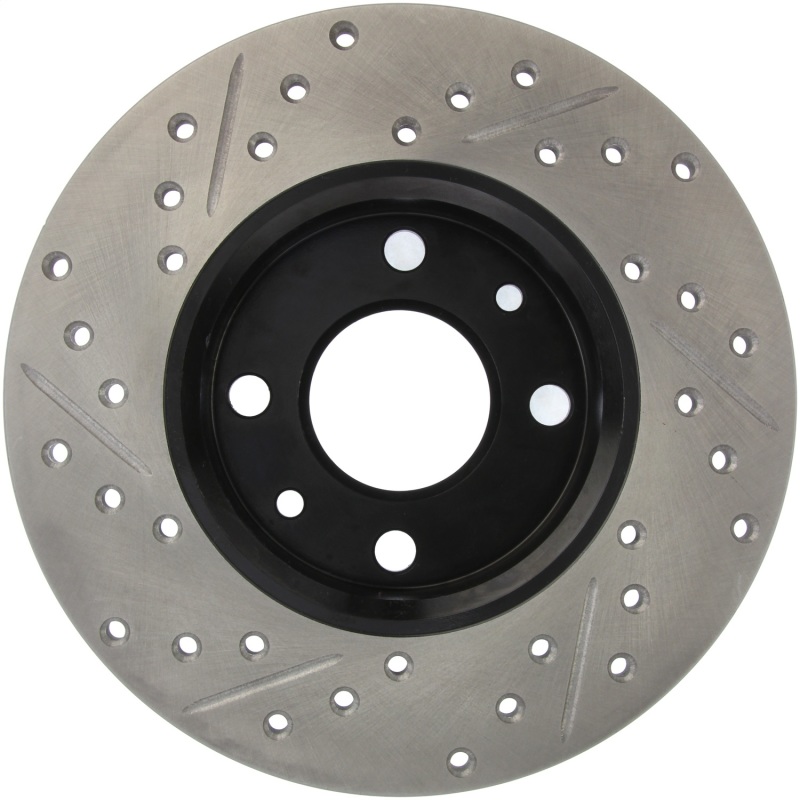 Fiat Panda Brake Rotors (2) - Front and Rear Left - Stoptech - Slotted & Drilled Sport - Black - `07-`12