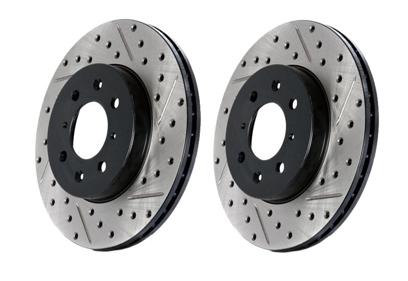 Fiat Palio Brake Rotors (1) - Front Right - Stoptech - Sport Drilled & Slotted - Black - `11-`19