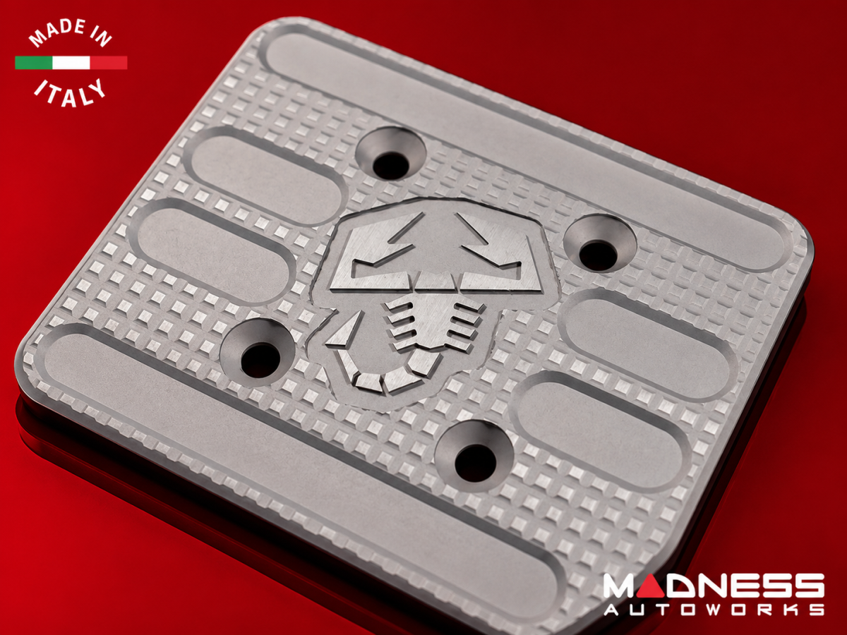 FIAT 500 Pedal Set + Footrest - Aluminum - Machined ABARTH + Scorpion Logos - Automatic