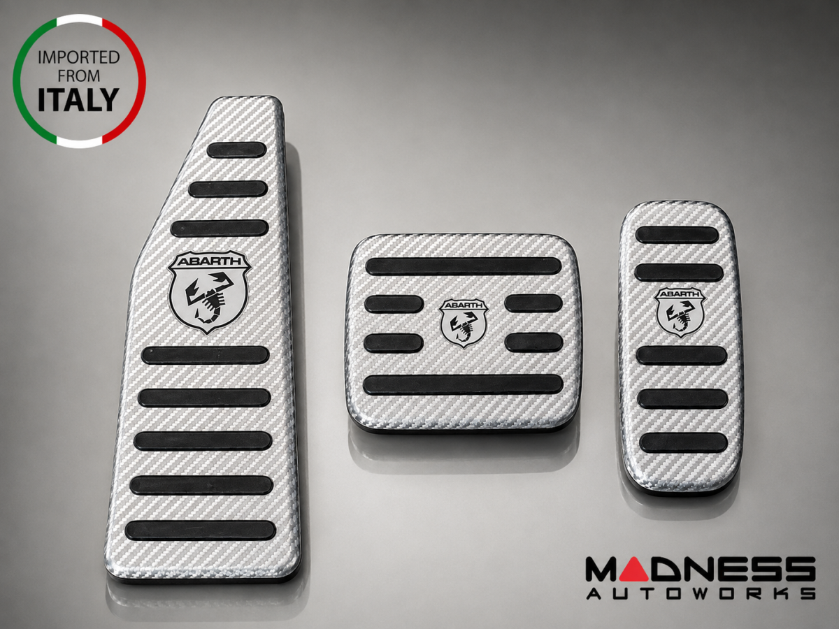 FIAT 500 Pedal Set + Footrest - Alutex Carbon Fiber - Silver Carbon - ABARTH - Automatic