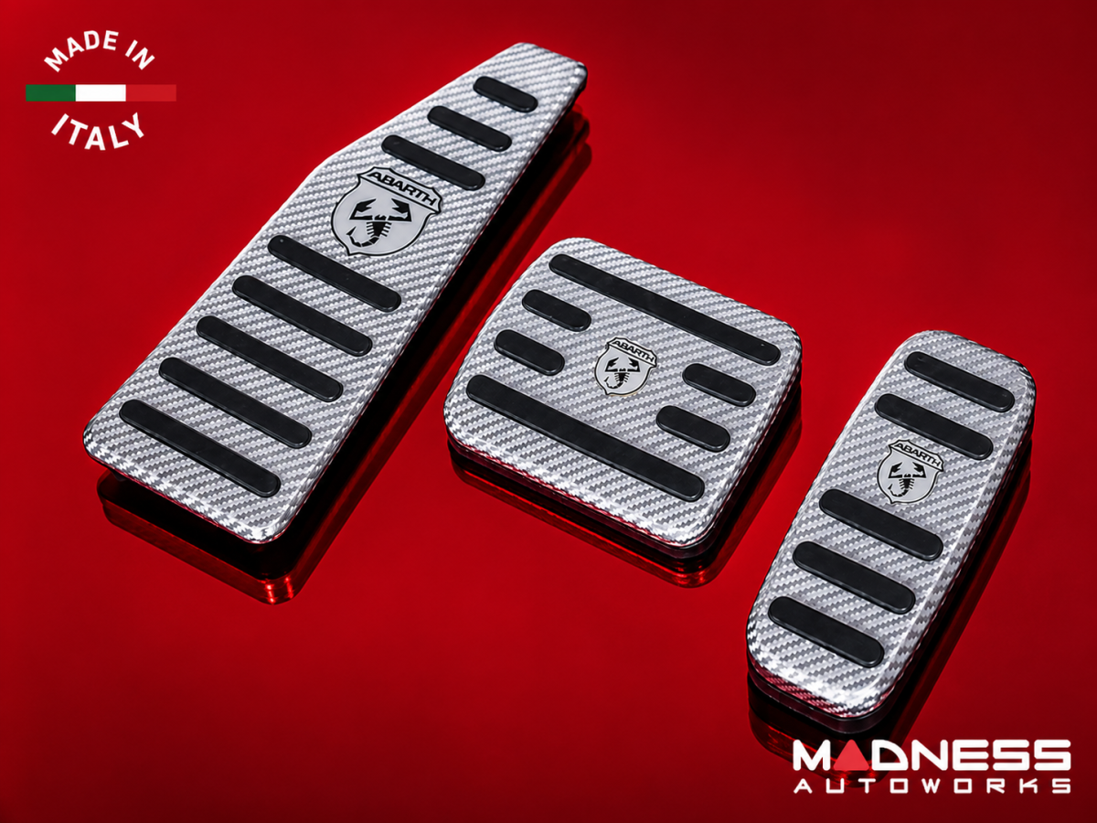 FIAT 500 Pedal Set + Footrest - Alutex Carbon Fiber - Silver Carbon - ABARTH - Automatic