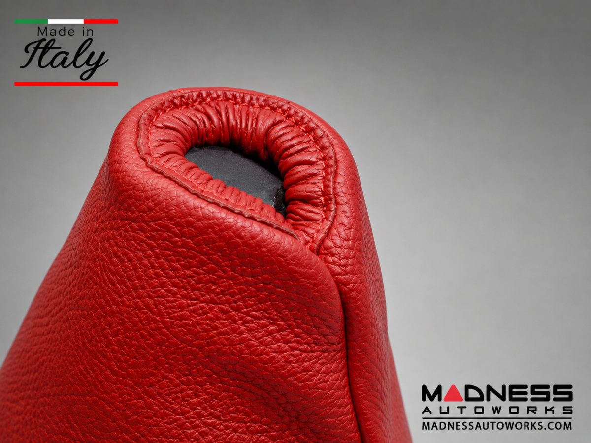 FIAT 500 eBrake Boot - Black Italy - Red Leather w/ Red Stitching 