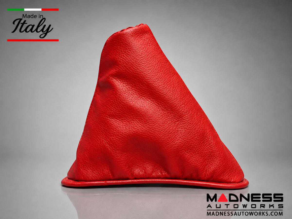 FIAT 500 eBrake Boot - Black Italy - Red Leather w/ Red Stitching 